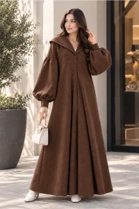 كيب كوت شتوي فاخر - بني - Photo 1