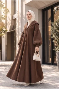 كيب كوت شتوي فاخر - بني - Photo 2