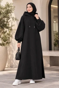 Black Hoodie Coat - Photo 2