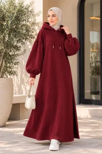 Burgundy Hoodie Coat - Photo 2