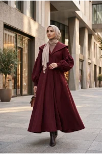 Burgundy Cape Coat - Photo 2