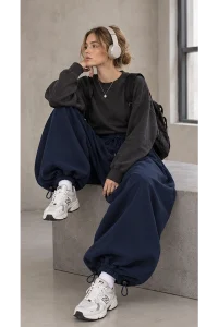 Super wide pant - Navy - Photo 2